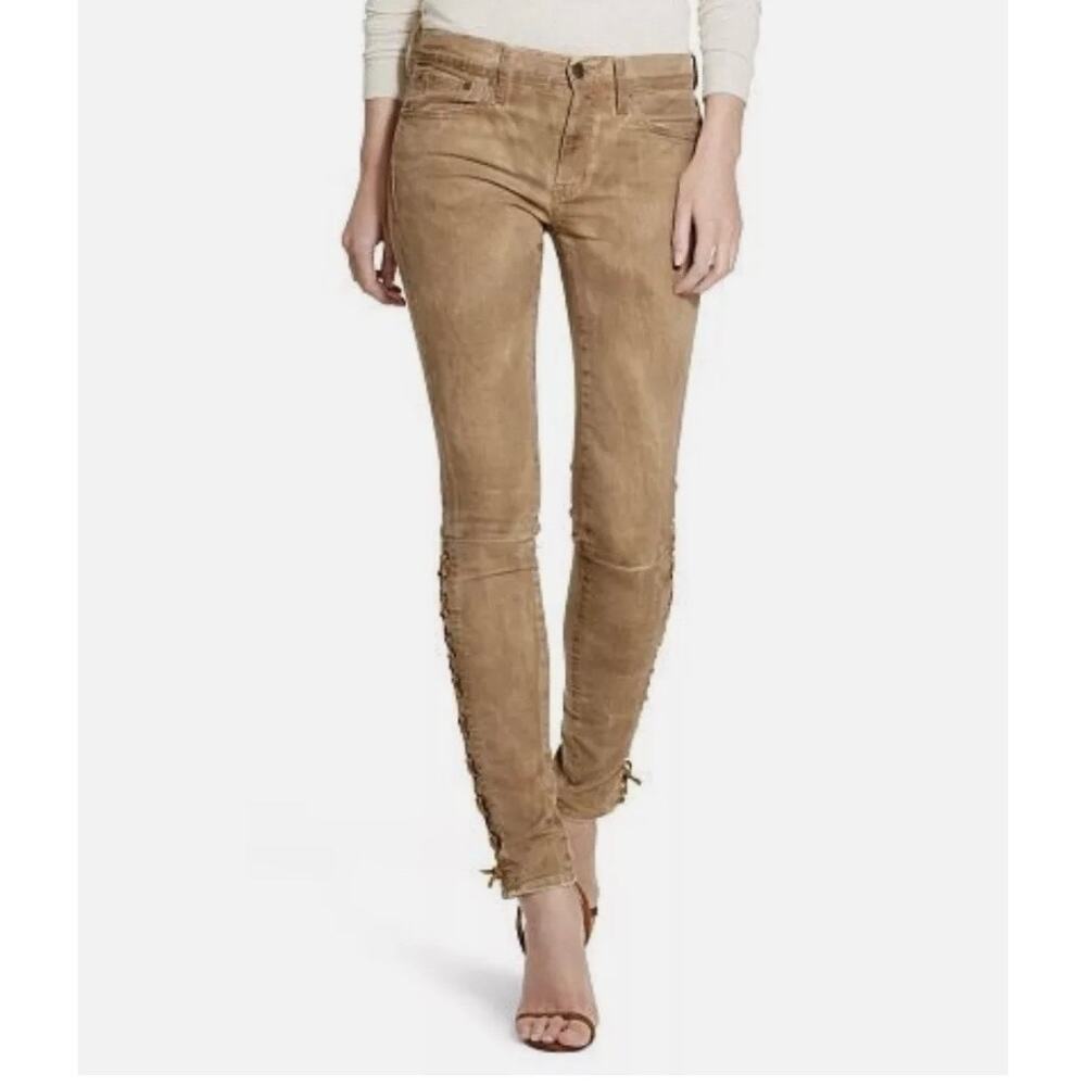 Ralph Lauren Tan Suede Skinny Jeans